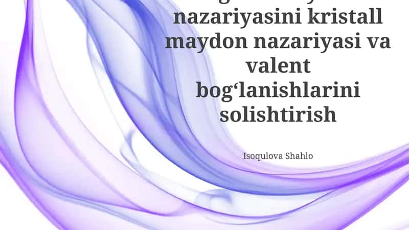 Valent Bog'lanish Nazariyasi 1