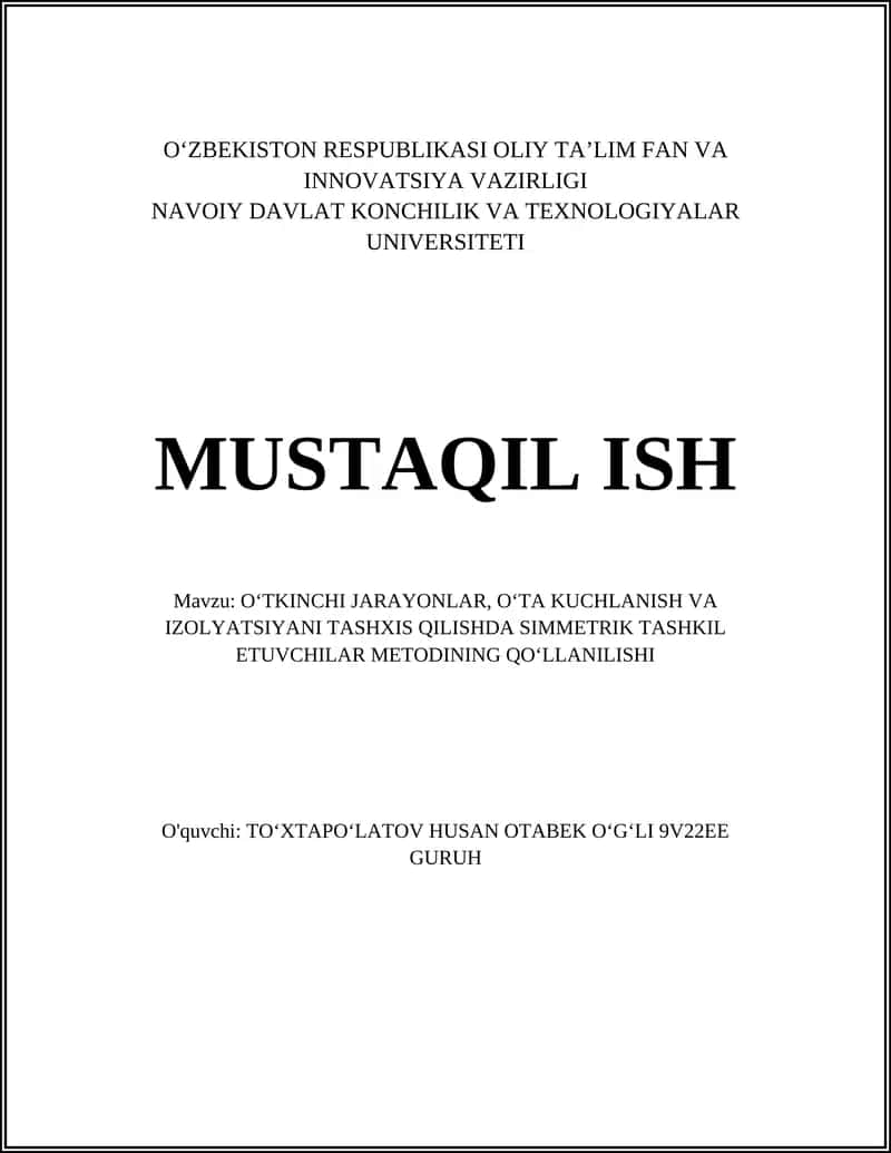 Simmetrik Tashkil Etuvchilar Metodi 1