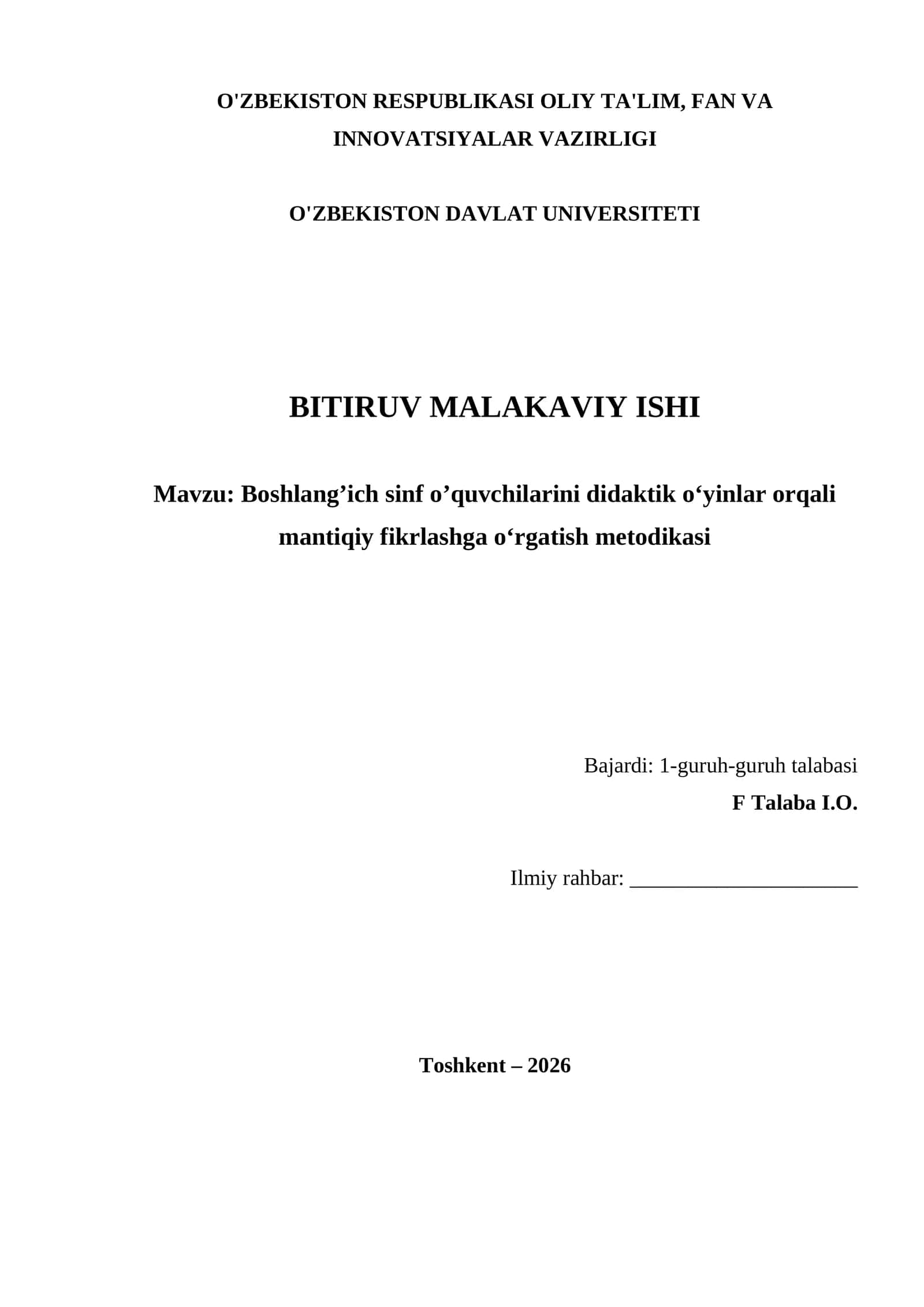 Boshlang’ich sinf o’quvchilarini didaktik o‘yinlar orqali mantiqiy fikrlashga o‘rgatish metodikasi 1