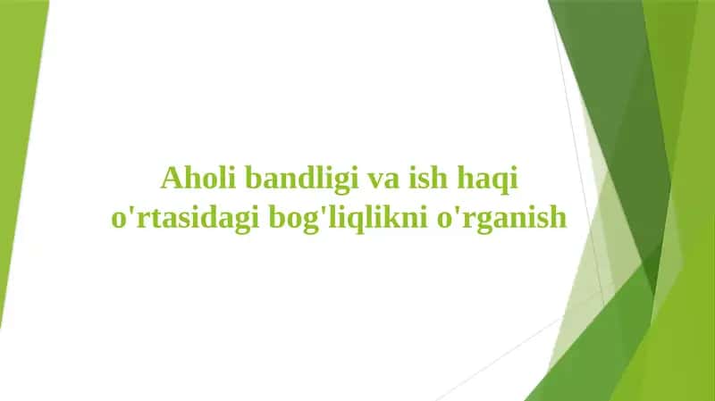 Aholi bandligi va ish haqi o'rtasidagi bog'liqlikni o'rganish 1