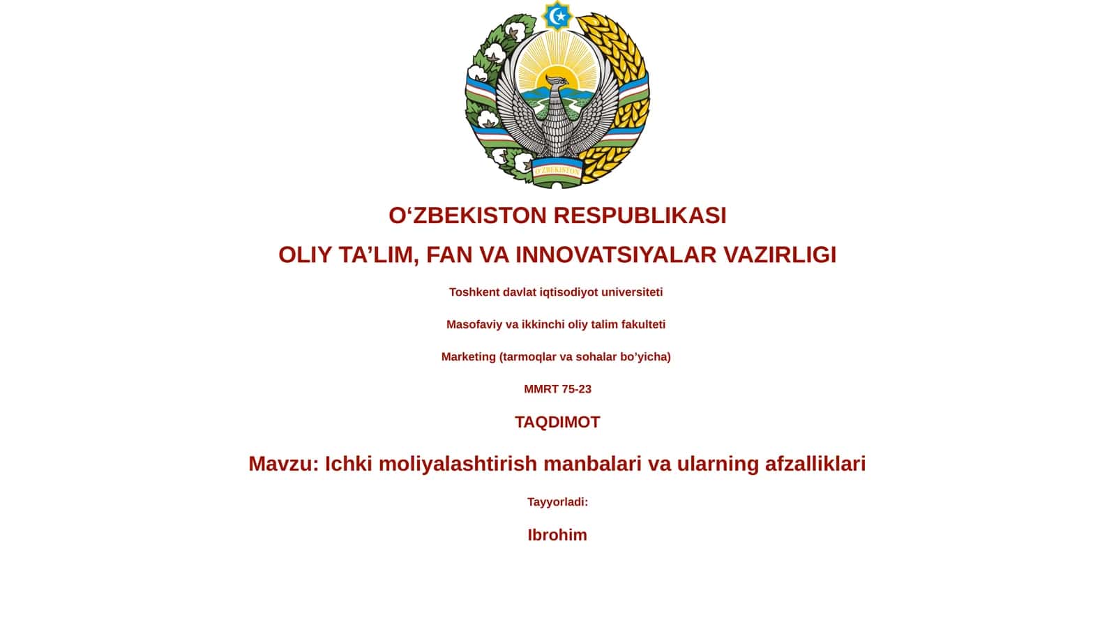 Ichki moliyalashtirish manbalari va ularning afzalliklari 1