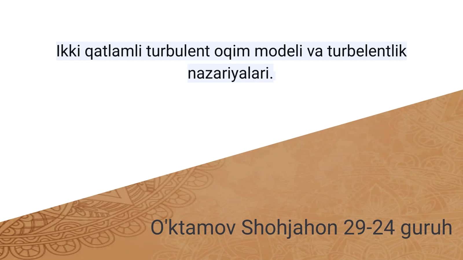 Ikki qatlamli turbulent oqim modeli va turbelentlik nazariyalari 1