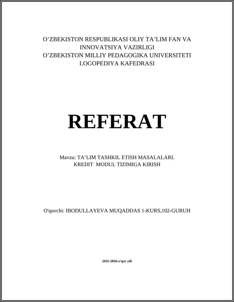 TA’LIM TASHKIL ETISH MASALALARI 1