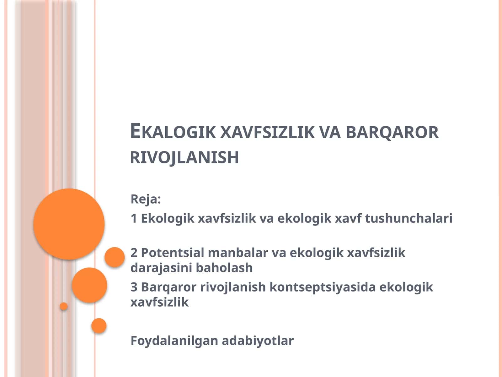Ekologik xavfsizlik va barqaror rivojlanish 1
