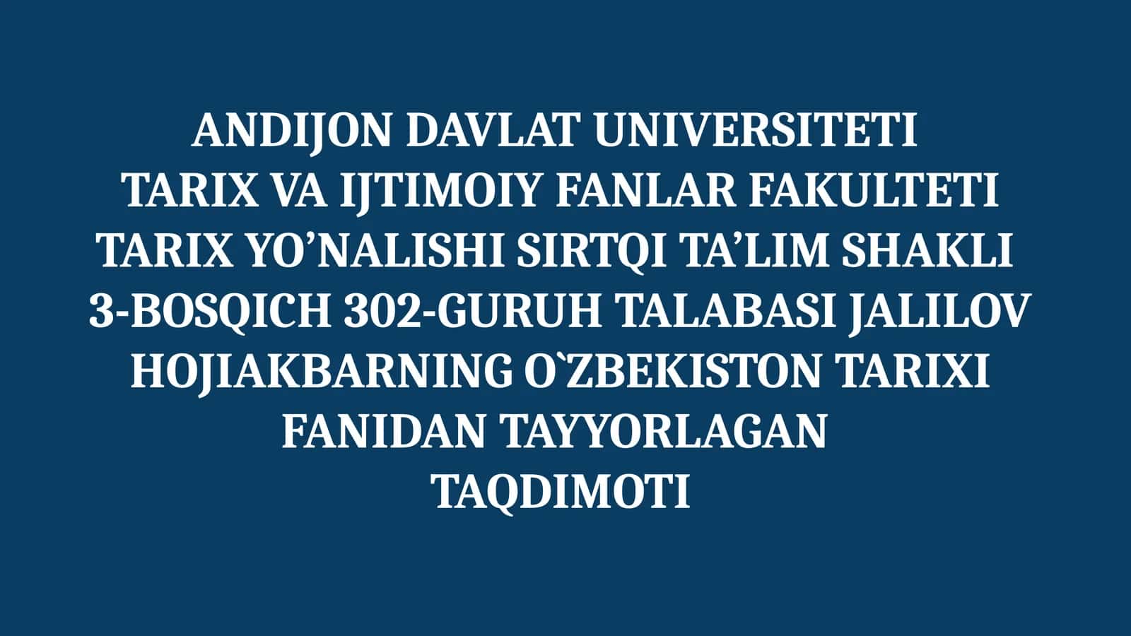 DAVLAT RAMZLARININING O'ZBEKISTON TARIXI FANIDAN TAYYORLAGAN TAQDIMOTI 1