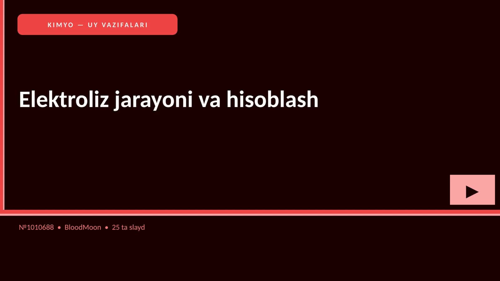 Elektroliz jarayoni va hisoblash 1
