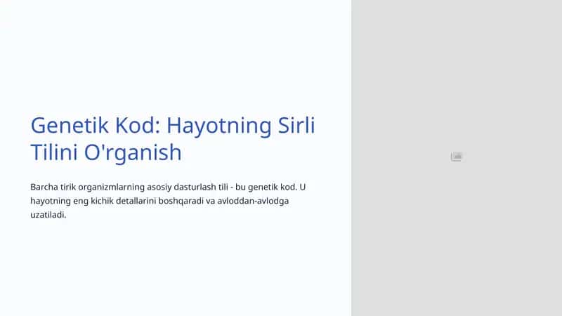 Genetik Kod: Hayotning Sirli Tilini O'rganish 1