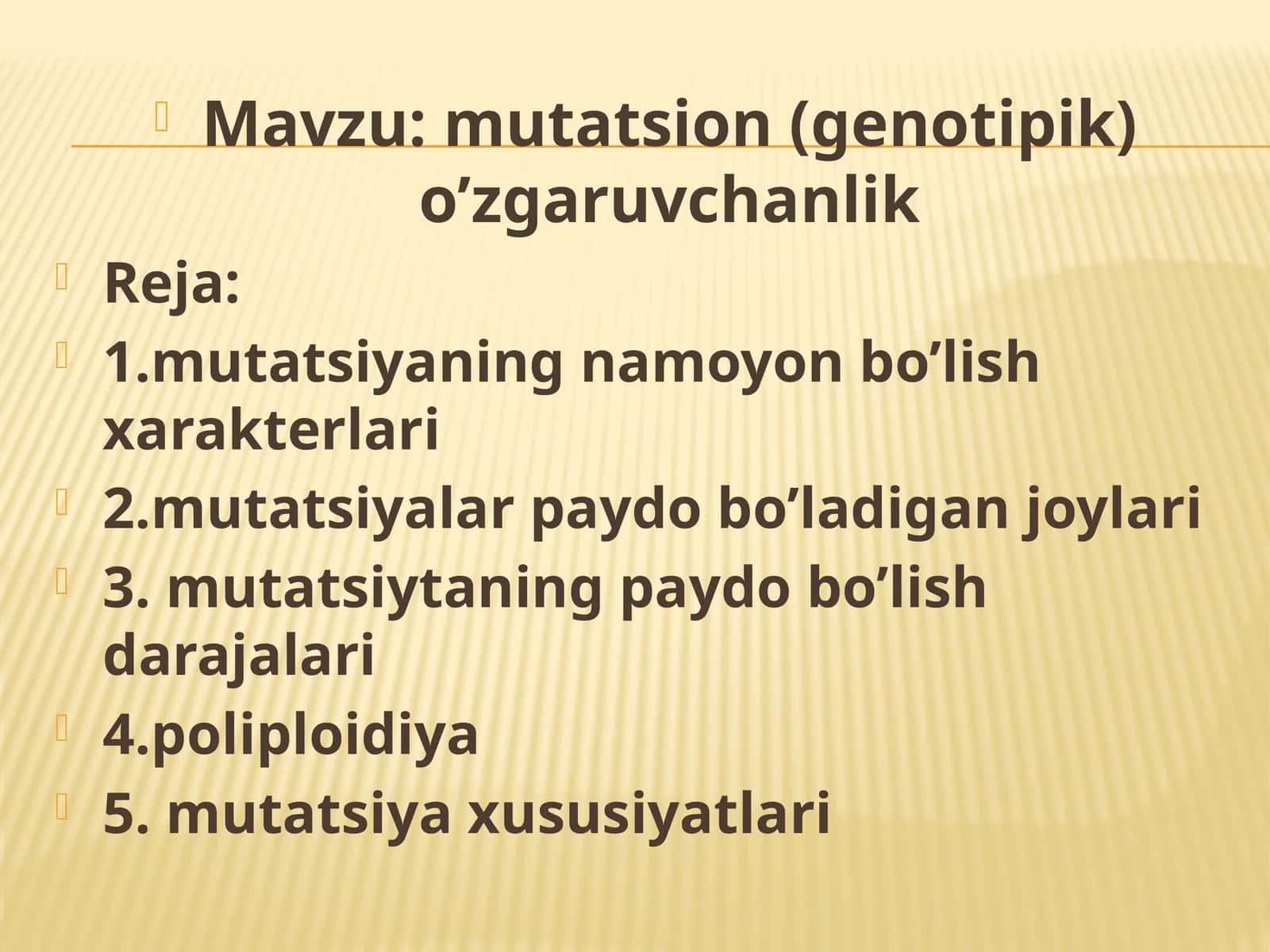 Mutatsiya (genetik) o'zgarishlar 1