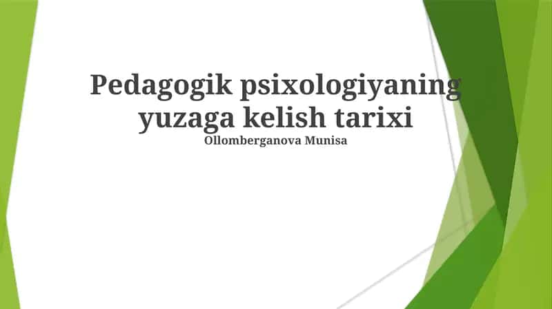Pedagogik Psixologiyada Ta'lim Nazariyasi 1