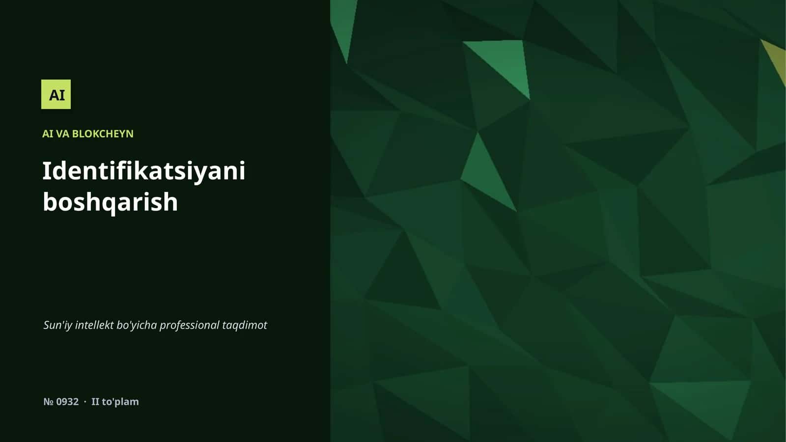 Identifikatsiyani boshqarish 1