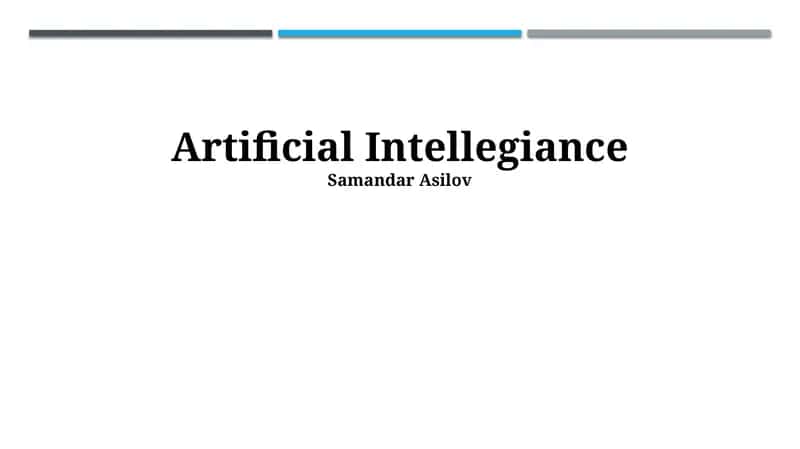 Artificial Intelligence 1