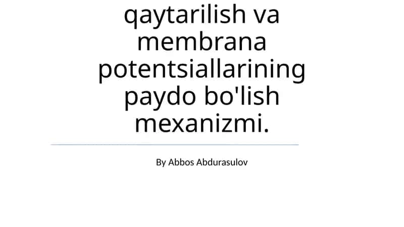 Elektrod, Oksidlanish-qaytarilish va Membrana Potentsiallarining Paydo Bo'lish Mexanizmi 1