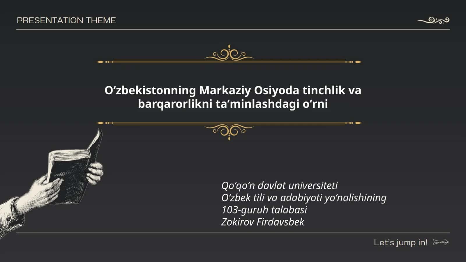 Oʻzbekistonning Markaziy Osiyoda tinchlik va barqarorlikni taʼminlashdagi oʻrni 1