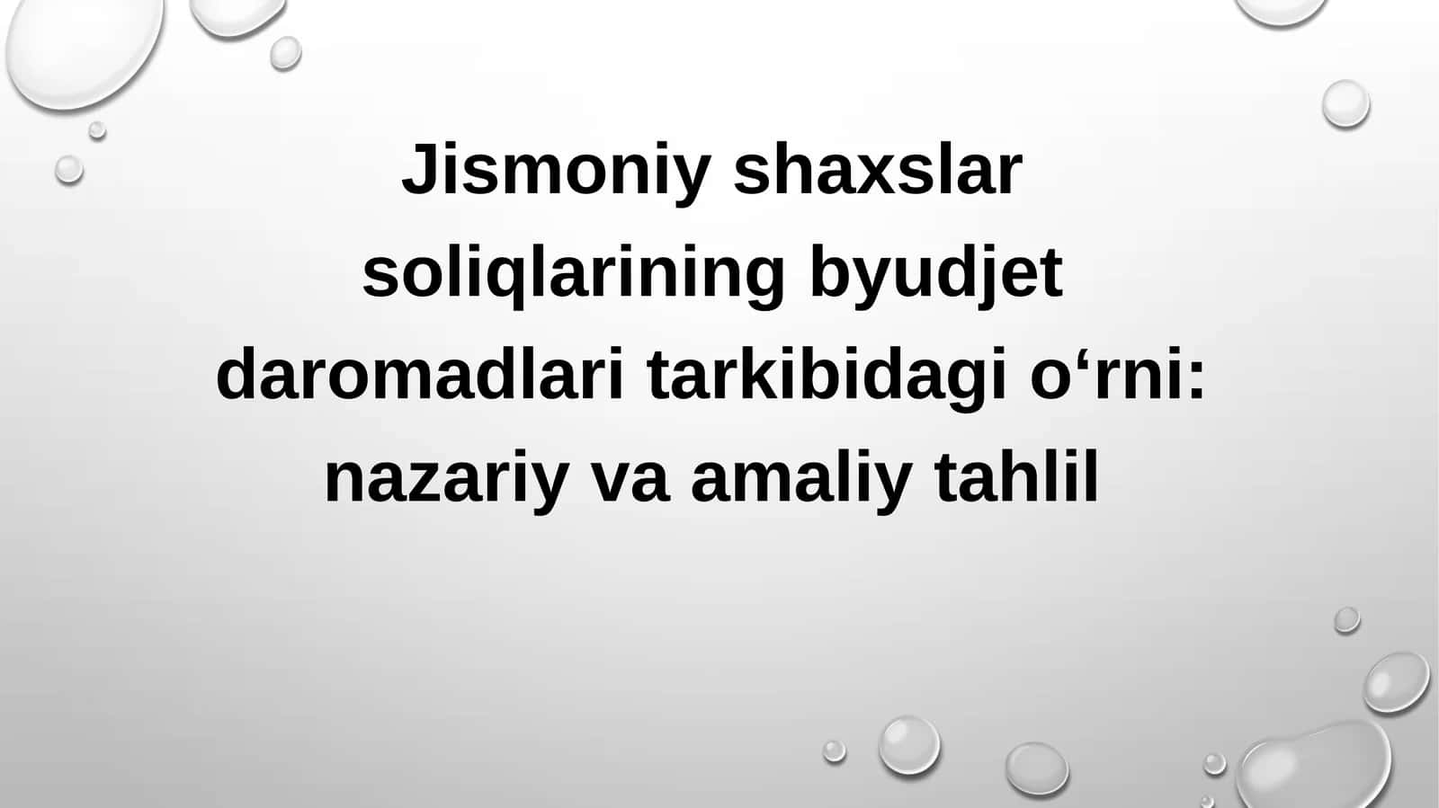 Jismoniy shaxslar soliqlarining byudjet daromadlari tarkibidagi o‘rni 1