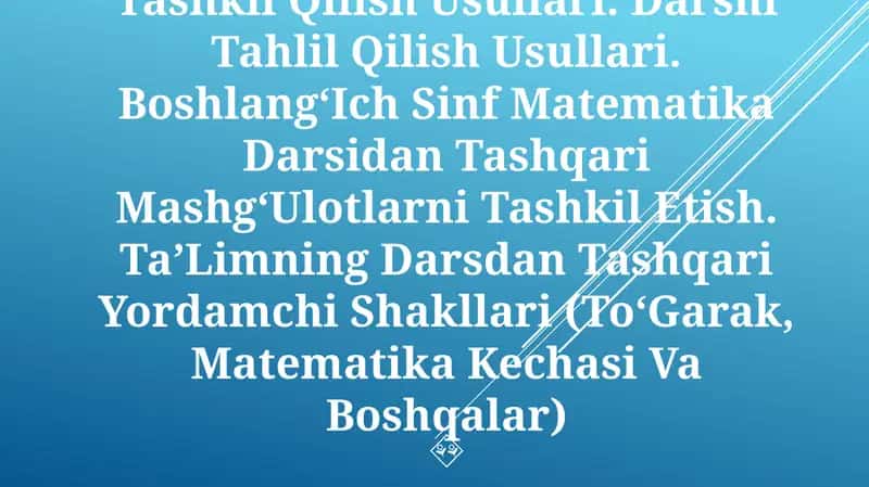 Boshlang‘ich sinflarda matematika o‘quv dasturi 1