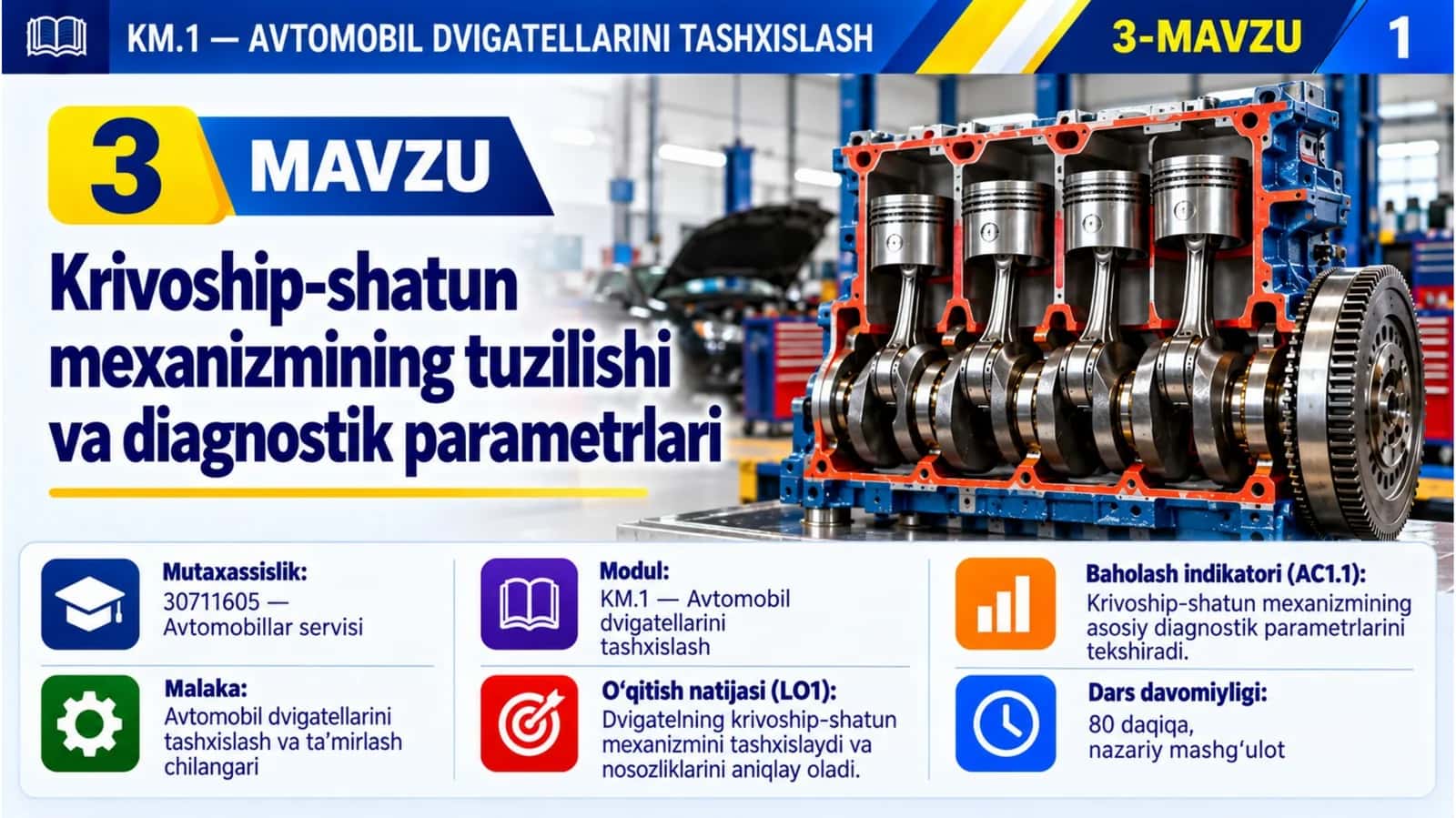 3_mavzu. Krivoship-shatun mexanizmining tuzilishi va diagnostik parametrlari 1