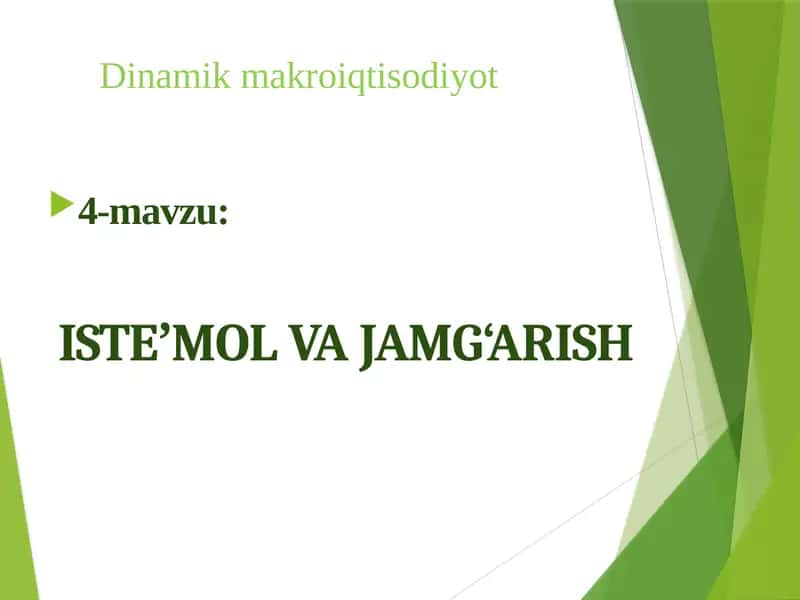 Dinamik Makro Iqtisodiyot 1