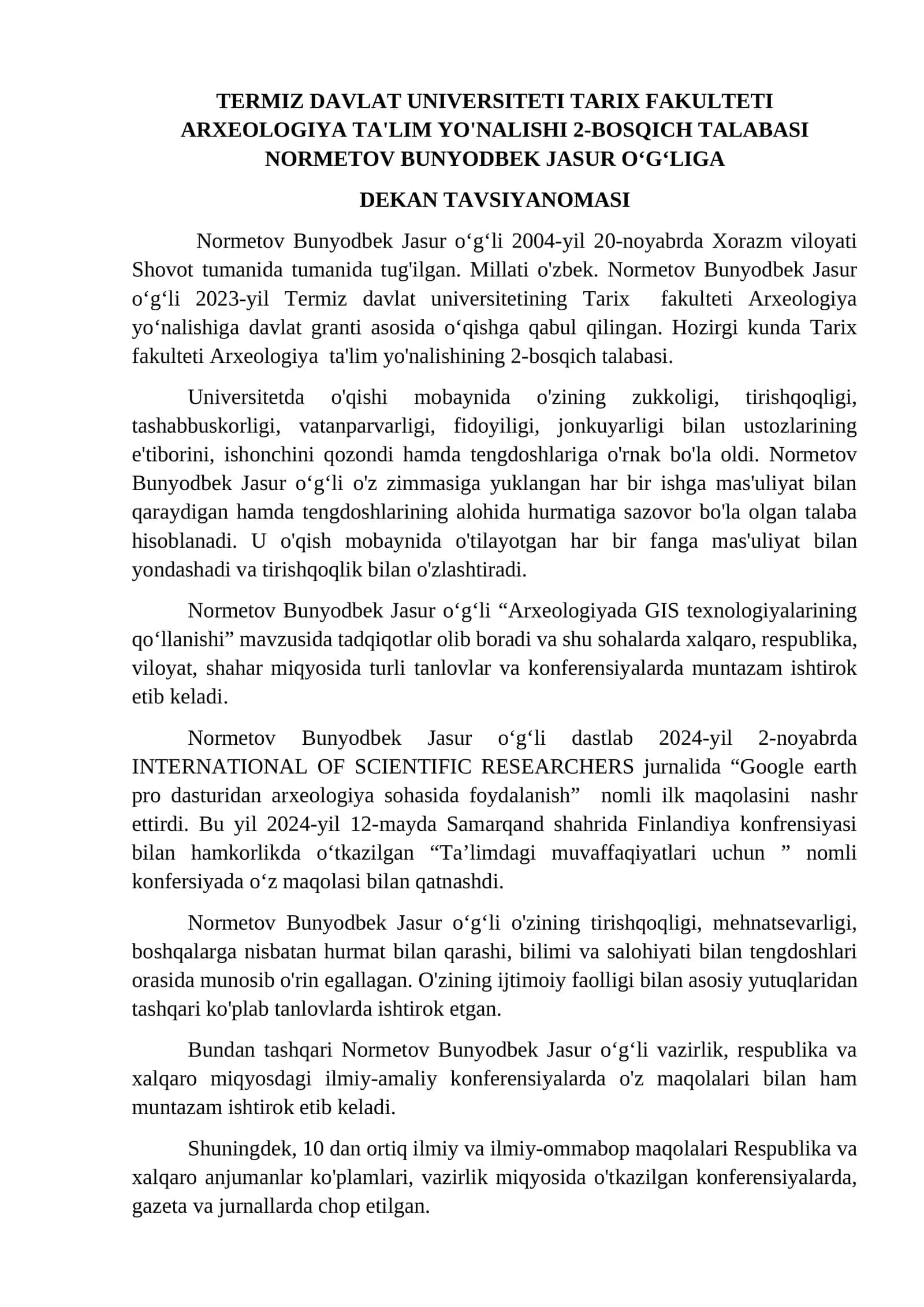 Normetov Bunyodbek Jasur 1