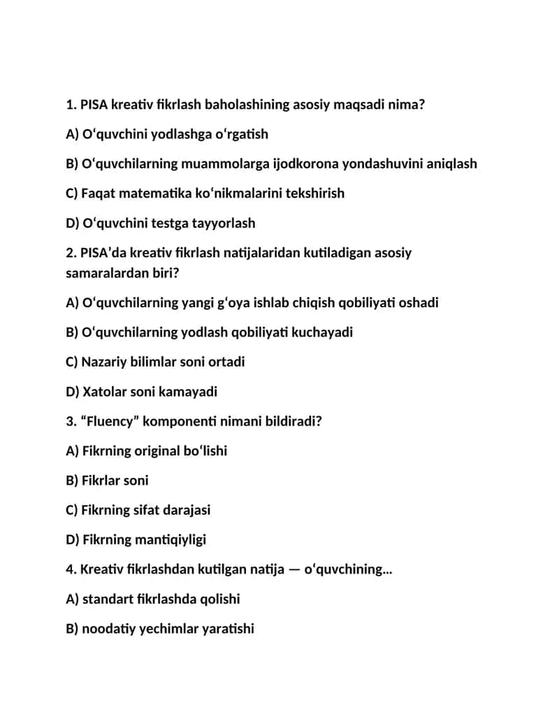 PISA kreativ fikrlash 1