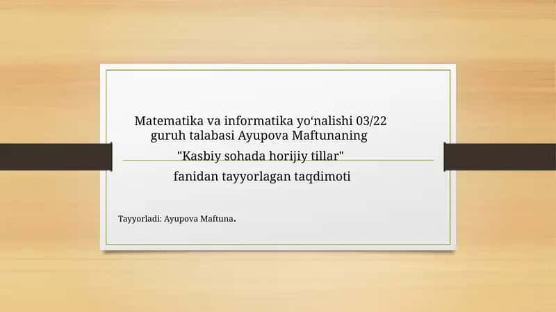 Matematika va Informatika yo'nalishi 1