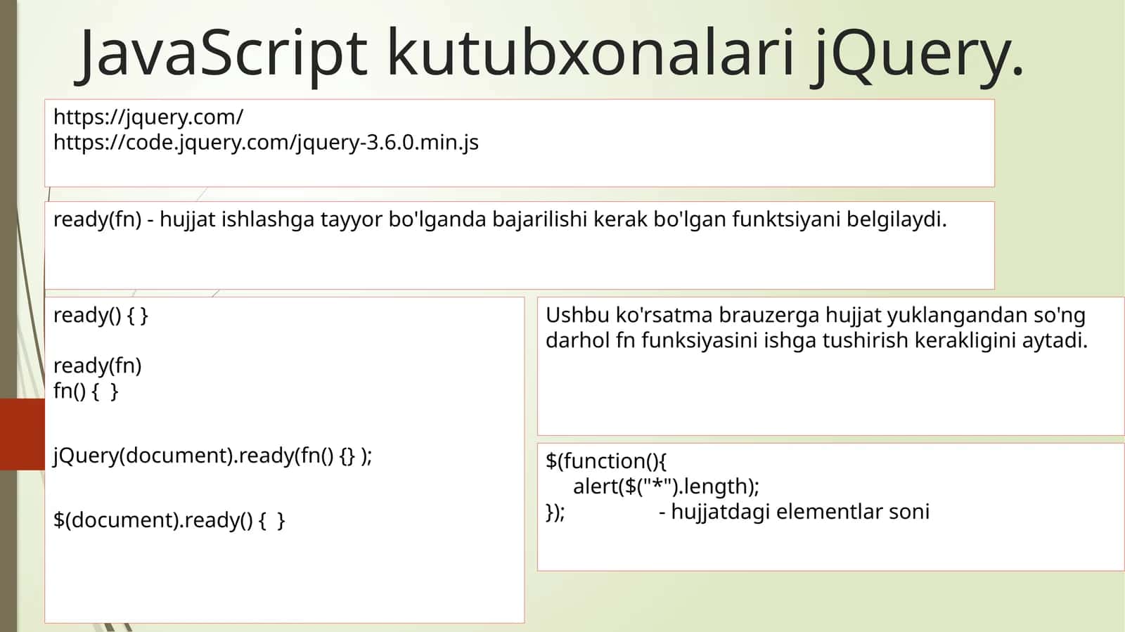 JavaScript kutubxonalari jQuery 1