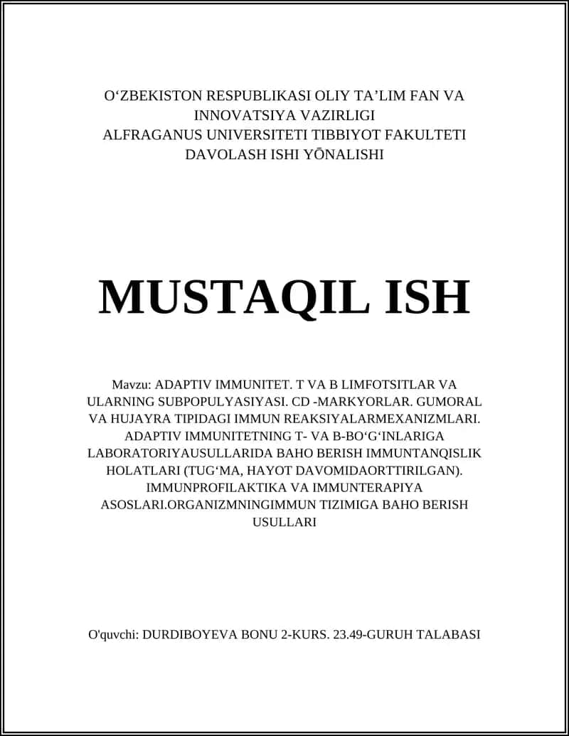 ADAPTIV IMMUNITET 1