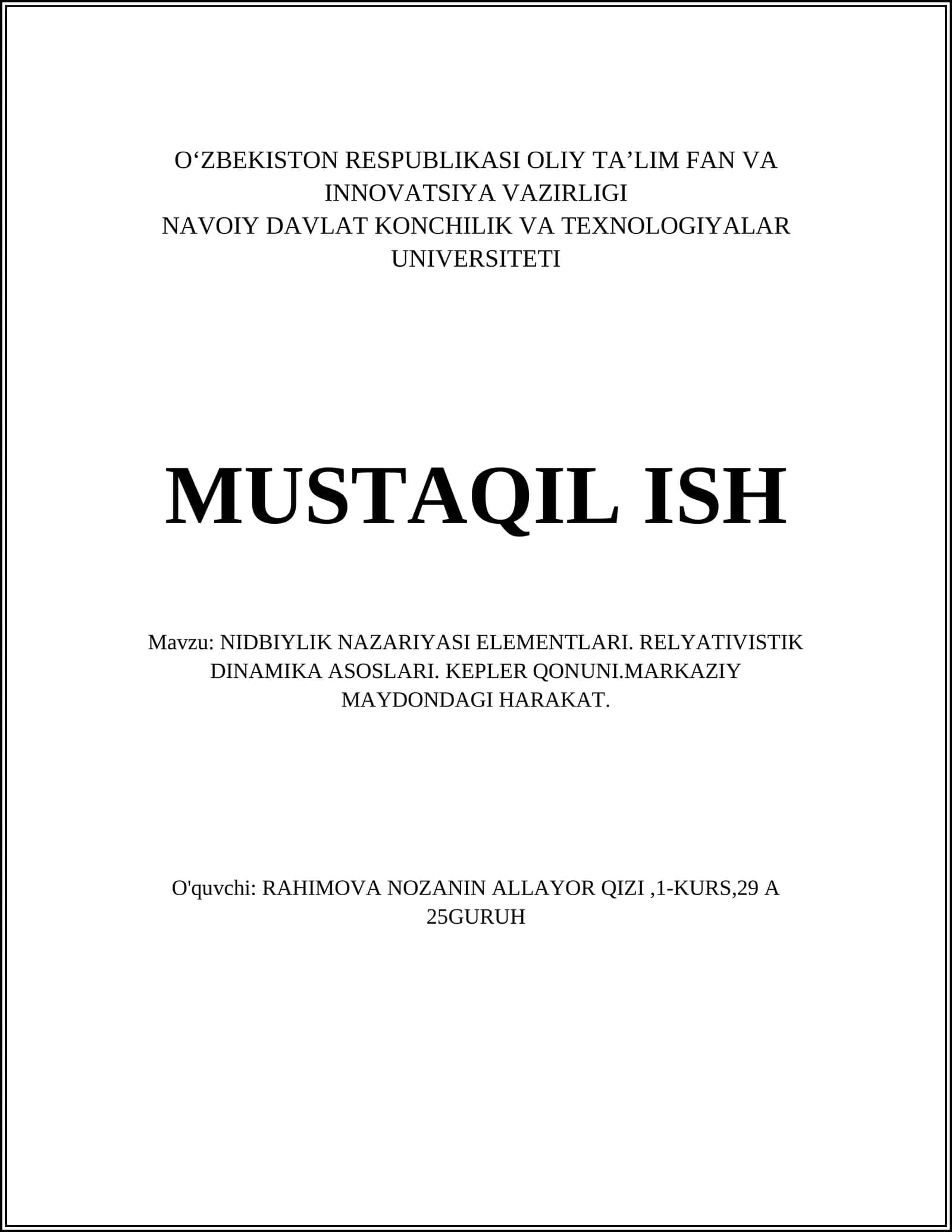 Nidbiylik nazariyasi elementlari 1
