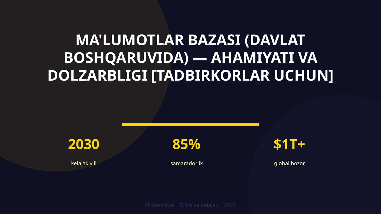 Ma'lumotlar bazasi (davlat boshqaruvida) — ahamiyati va dolzarbligi [tadbirkorlar uchun] 1