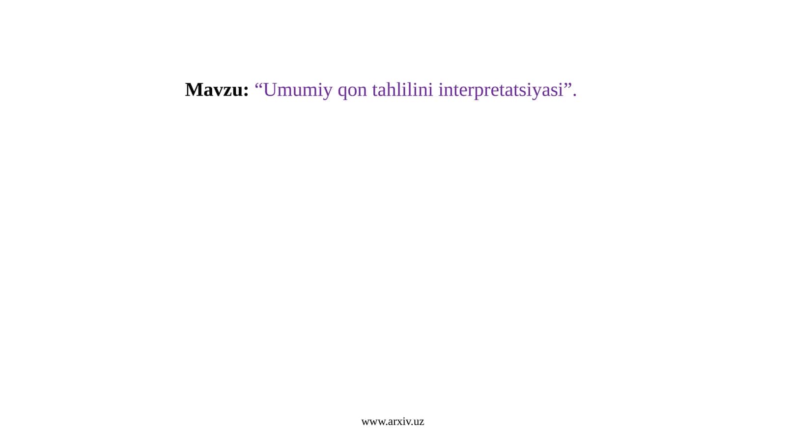Umumiy qon tahlili 1