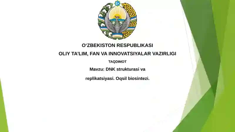 DNKstrukturasivareplikatsiyasi.Oqsilbiosintezi 1