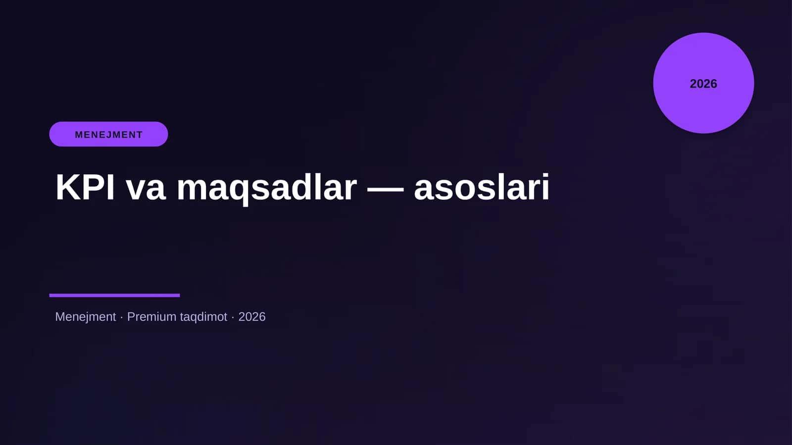 KPI va maqsadlar — asoslari 1