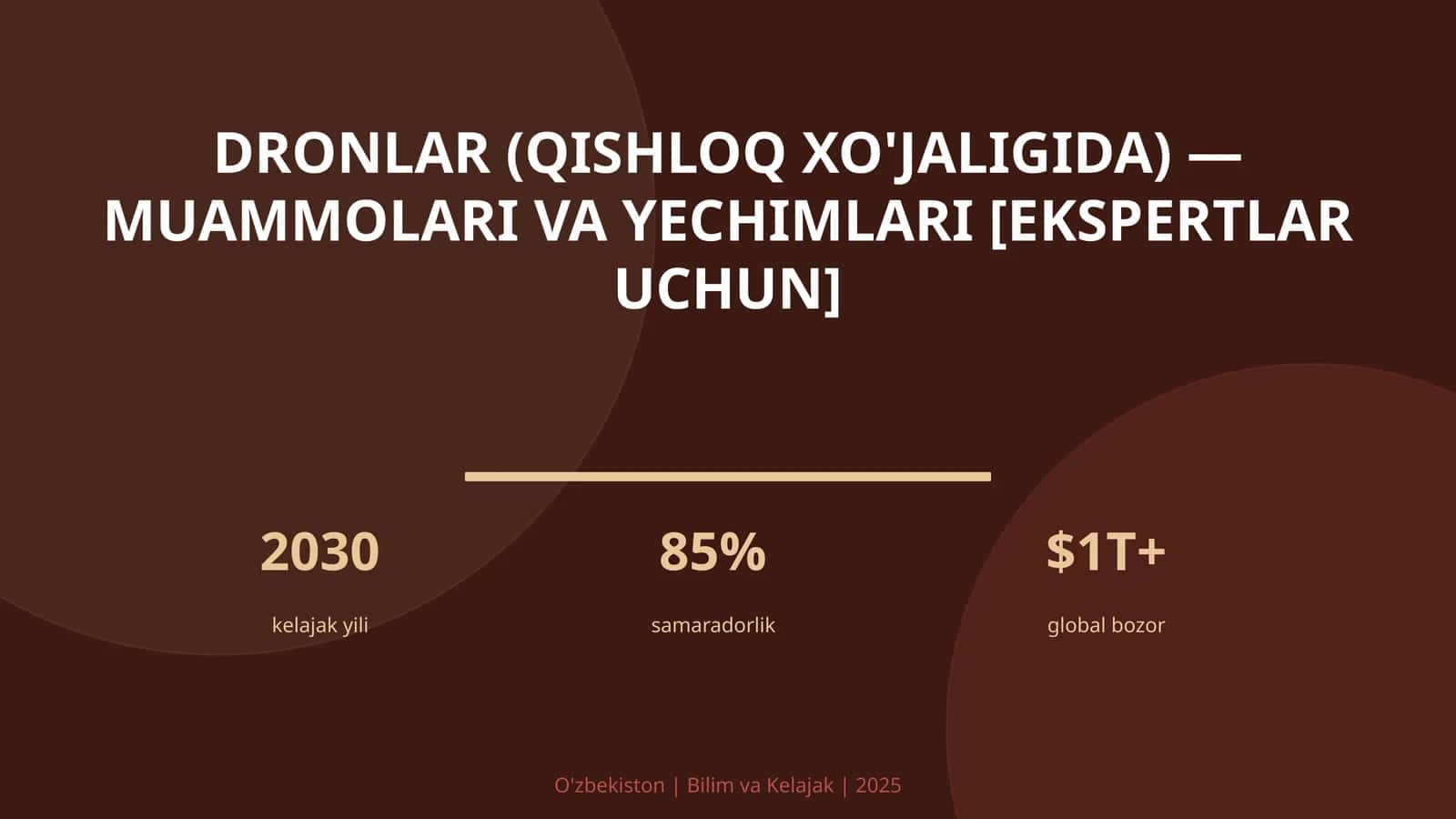 DRONLAR (QISHLOQ XO'JALIGIDA) — MUAMMOLARI VA YECHIMLARI [EKSPERTLAR UCHUN] 1