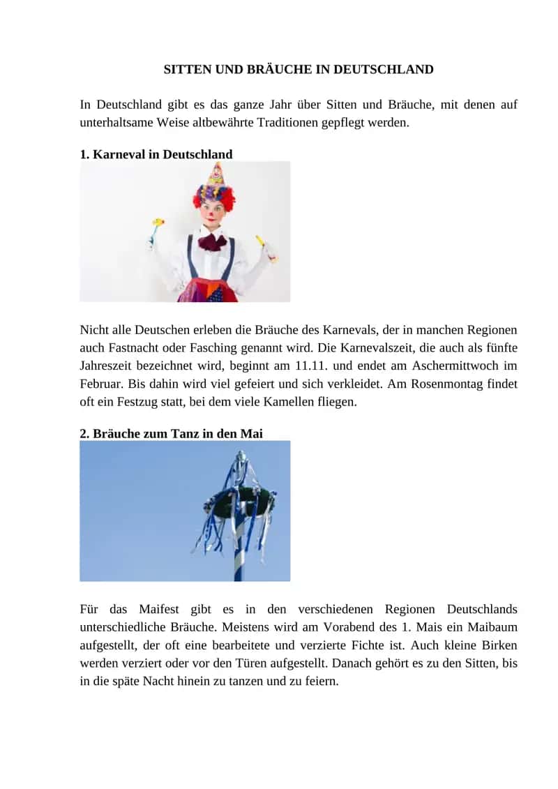 SITTEN UND BRÄUCHE IN DEUTSCHLAND 1