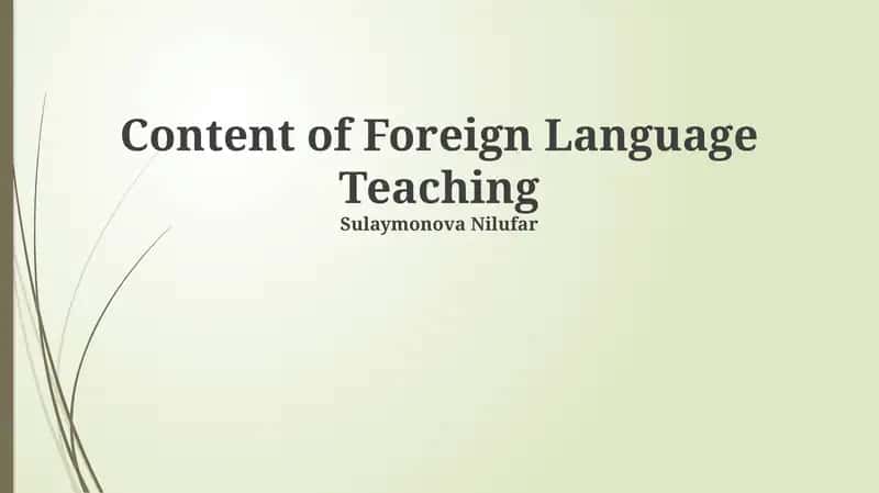 Content of Foreign Language Teaching 1