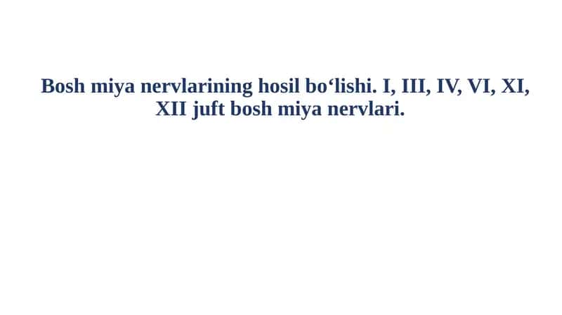 Boshmiyanervlarining hosil bo‘lishi 1
