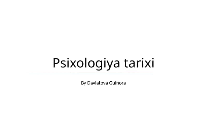 Psixologiya tarixi 1