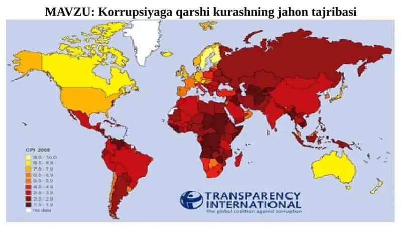 Korrupsiyaga qarshi kurashning jahon tajribasi 1