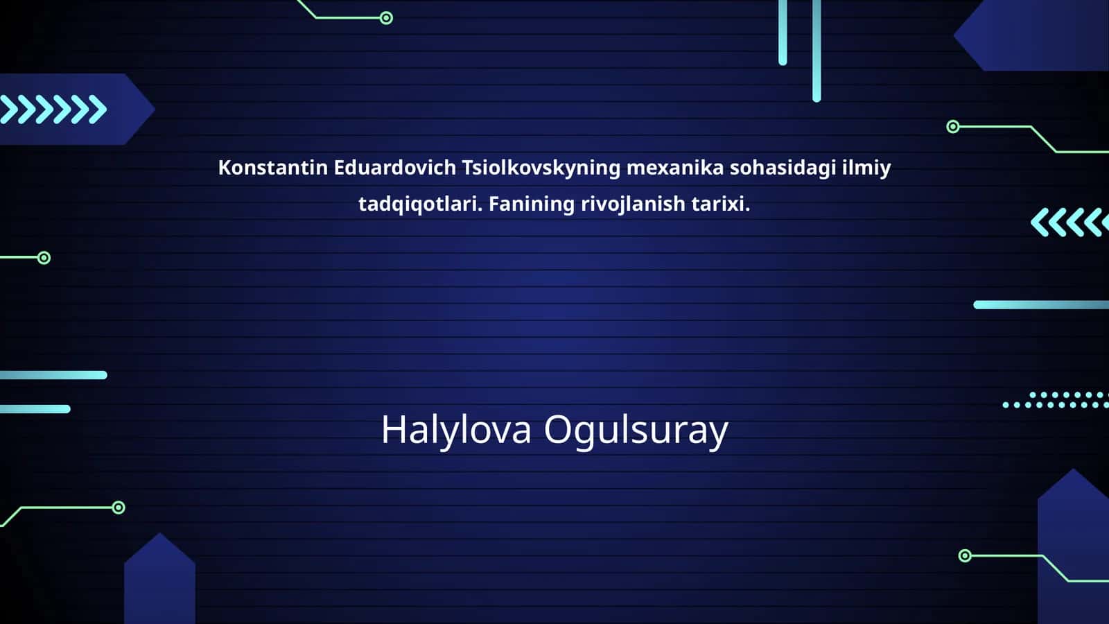 Konstantin Eduardovich Tsiolkovskyning mexanika sohasidagi ilmiy tadqiqotlari 1