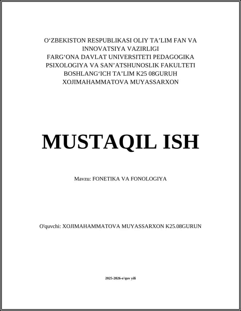 FONETIKA VA FONOLOGIYA 1