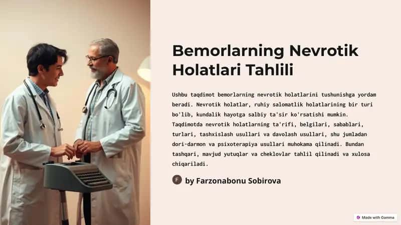 Bemorlarning Nevrotik Holatlari Tahlili 1