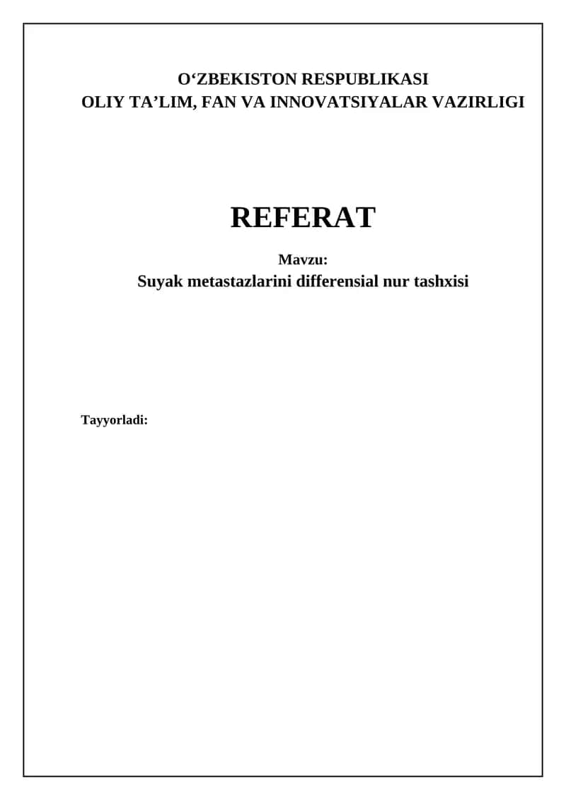 Suyak metastazlarini differensial nur tashxisi 1