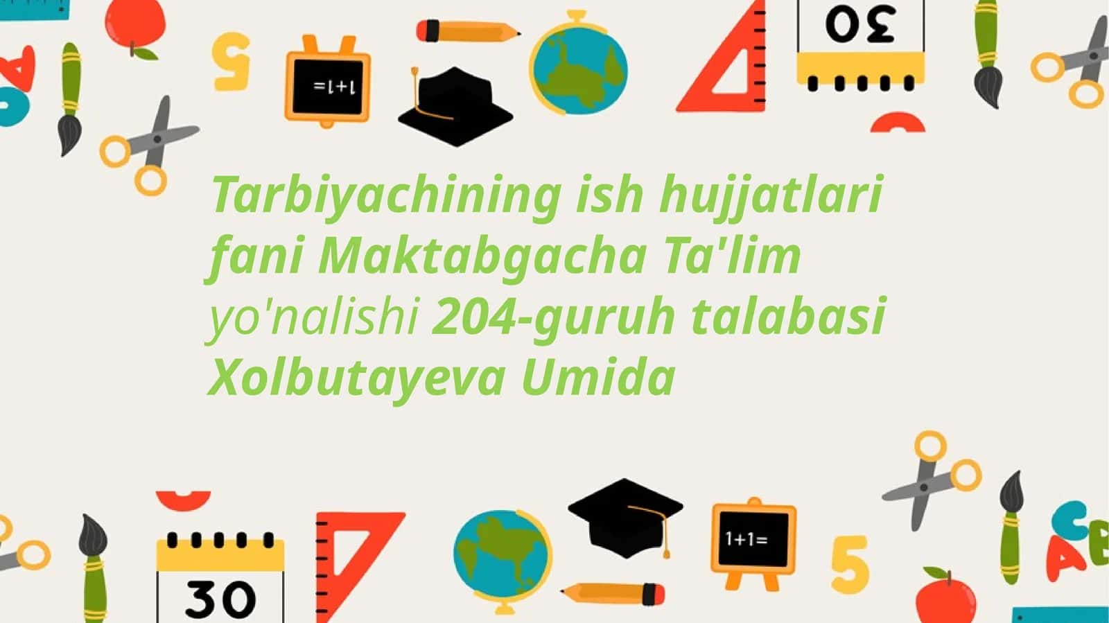 Bolaning rivojlanish sohalarikompetensiyasi 1