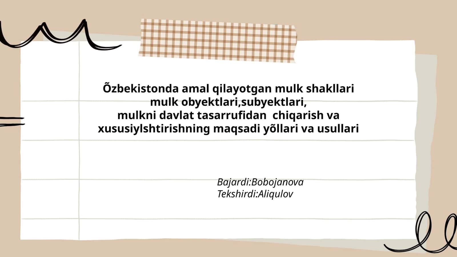 Mulk shakli va mazkur shartnoma obyektlarida davlat tasarruf etishning amaliyoti 1