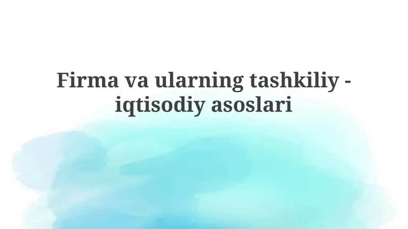 Firmavaularning tashkiliy-iqtisodiyasoslari 1