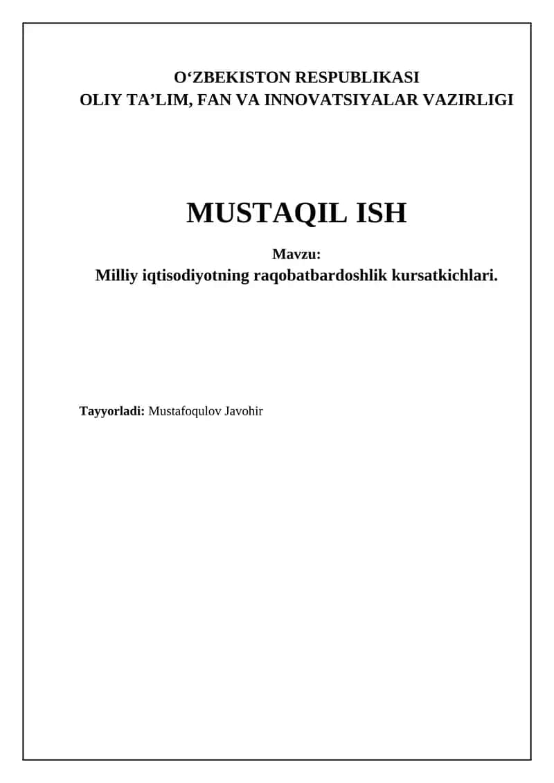 Milliy iqtisodiyotning raqobatbardoshligi 1