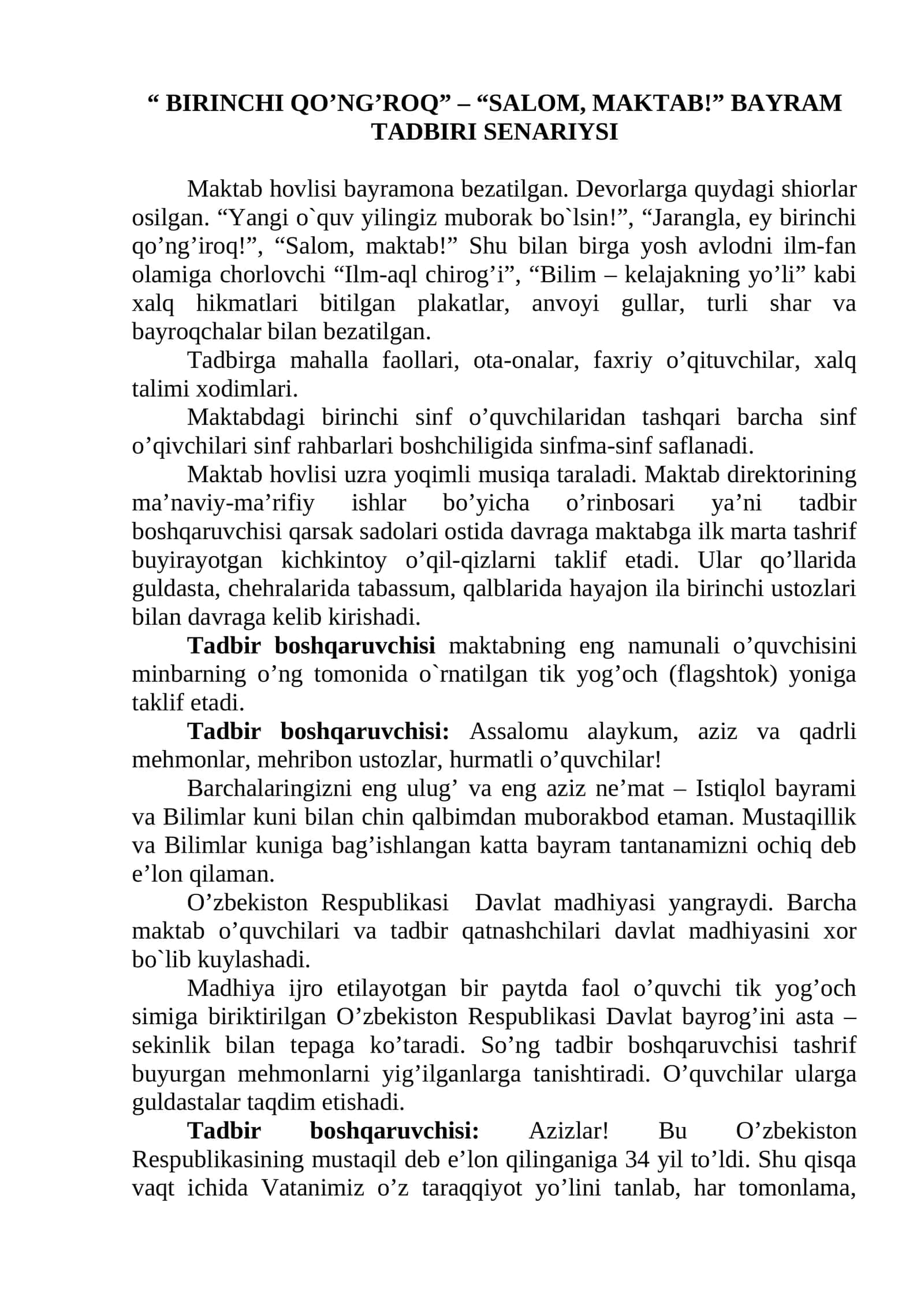salom maktab senariysi 1