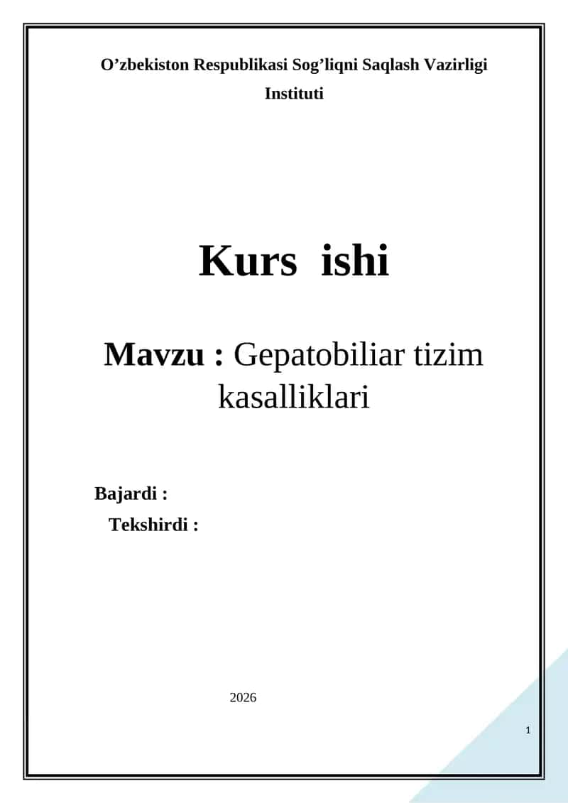 Gepatobiliar tizim kasalliklari 1