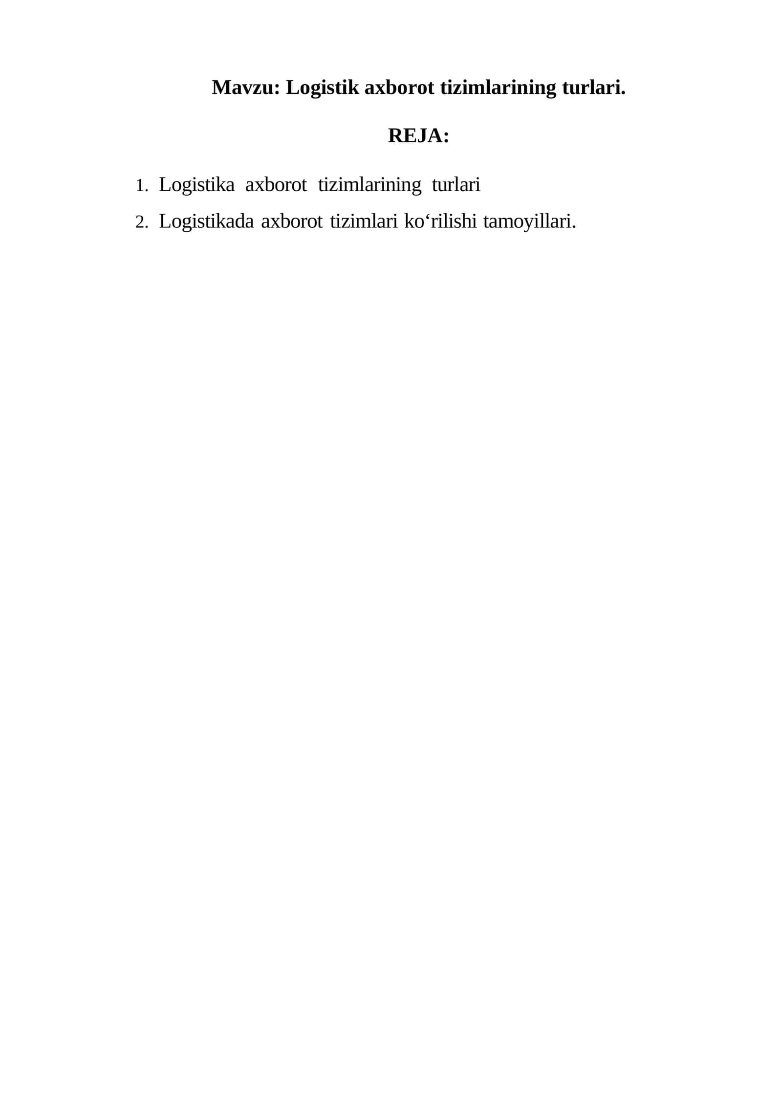 Logistik axborot tizimlarining turlari 1