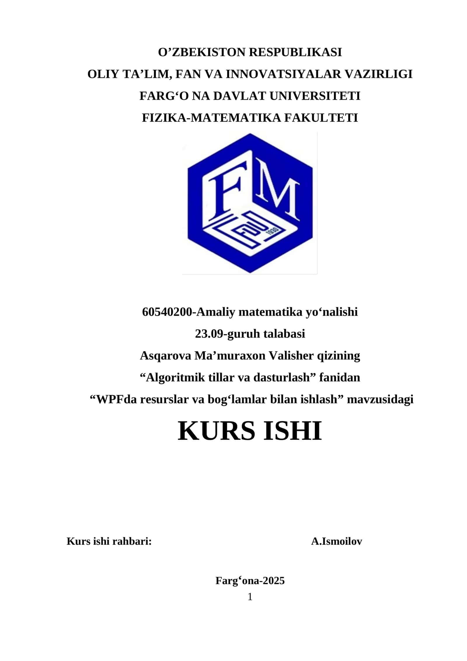 WPFda resurslar va bog‘lamlar bilan ishlash 1