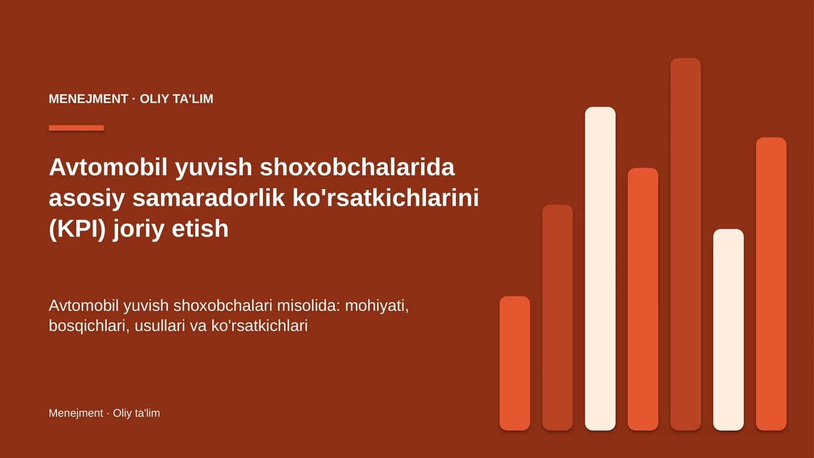 Avtomobil yuvish shoxobchalarida asosiy samaradorlik ko'rsatkichlarini (KPI) joriy etish 1
